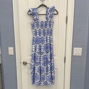 Ellie Nap Dress - Blue Shell Mosaic Cotton